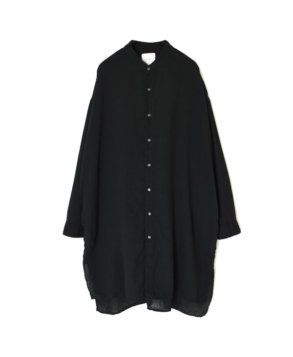 INAM2503G3D 30s GAUZE OVERDYE UTILITY BANDED COLLAR LONG SHIRT