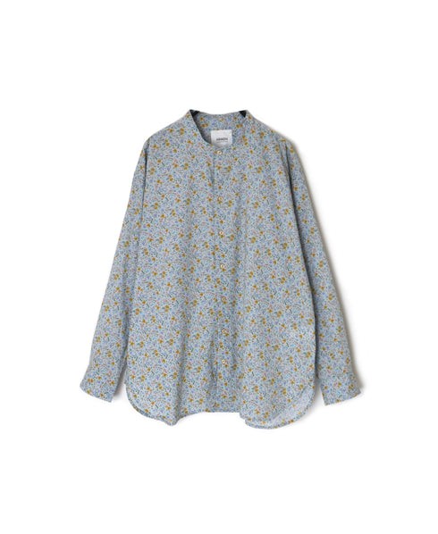 INAM2511FD COTTON FLOWER PRINT UTILITY BANDED COLLAR SHIRT