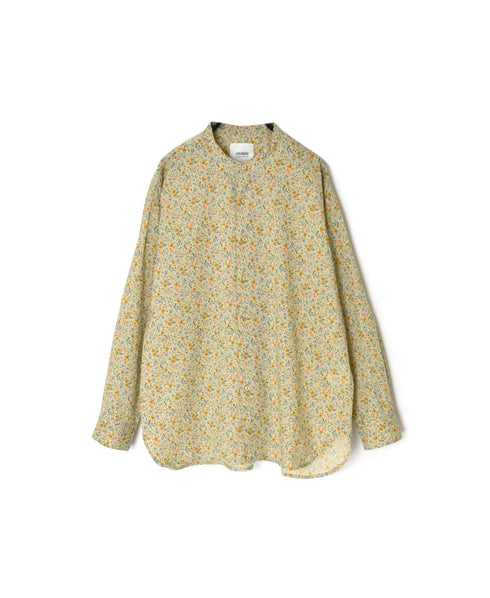 INAM2511FD COTTON FLOWER PRINT UTILITY BANDED COLLAR SHIRT