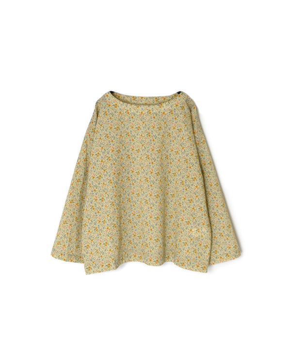 INAM2513FD COTTON FLOWER PRINT BOAT NECK SMOCK