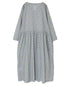 INAM2514FD COTTON FLOWER PRINT BOAT NECK L/SL ONE-PIECE