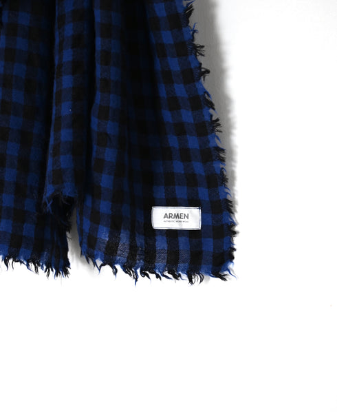 INAM2571 WOOL GINAGHAM CHECK STOLE 70x190cm