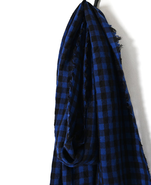 INAM2572 WOOL GINGHAM CHECK STOLE 35x178cm