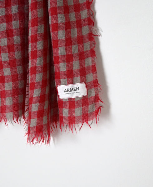 INAM2572 WOOL GINGHAM CHECK STOLE 35x178cm