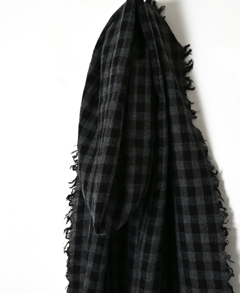 INAM2572 WOOL GINGHAM CHECK STOLE 35x178cm