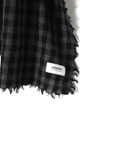 INAM2572 WOOL GINGHAM CHECK STOLE 35x178cm
