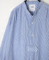 INAM2633S SEERSUCKER STRIPE WASH WORK GATHERED BANDED COLLAR DRESS SHIRTS
