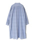 INAM2633S SEERSUCKER STRIPE WASH WORK GATHERED BANDED COLLAR DRESS SHIRTS