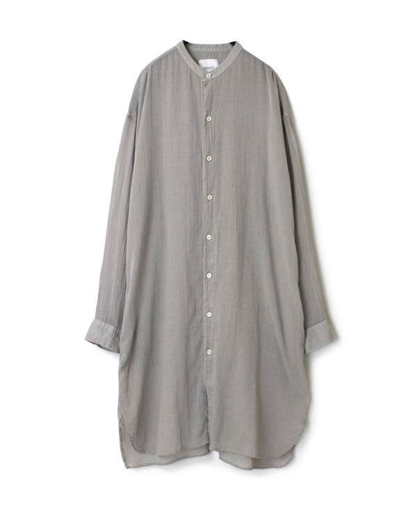 INAM2643GD 60s SINGLE GAUZE PLAIN OVERDYE UTILITY BANDED COLLAR LONG SHIRT