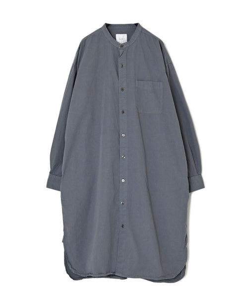 INAM2652PD 40s POPLIN OVERDYE UTILITY BANDED COLLAR LONG SHIRT