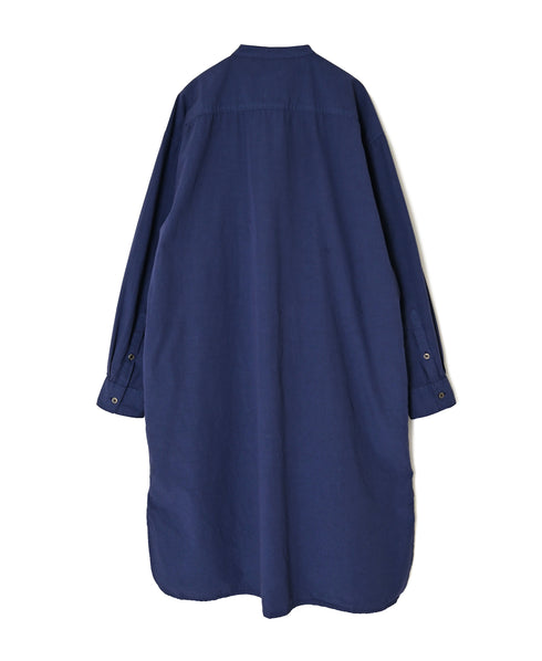 INAM2652PD 40s POPLIN OVERDYE UTILITY BANDED COLLAR LONG SHIRT