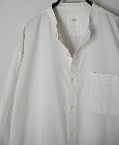 INAM2652PD 40s POPLIN OVERDYE UTILITY BANDED COLLAR LONG SHIRT