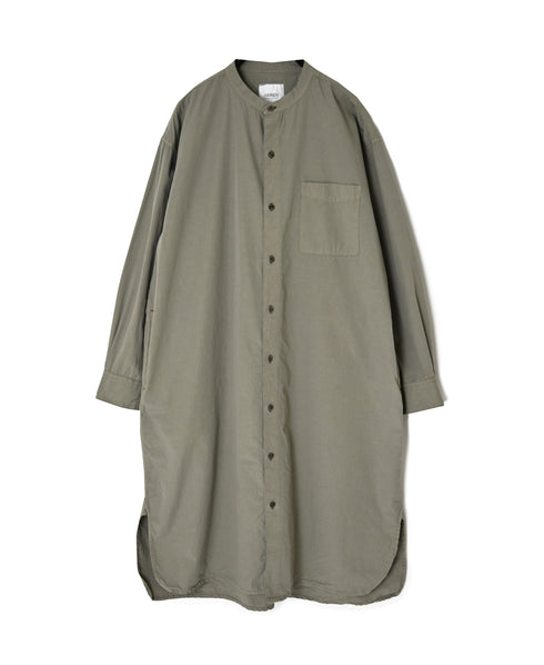 INAM2652PD 40s POPLIN OVERDYE UTILITY BANDED COLLAR LONG SHIRT