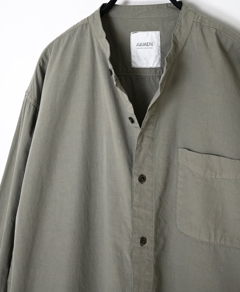 INAM2652PD 40s POPLIN OVERDYE UTILITY BANDED COLLAR LONG SHIRT