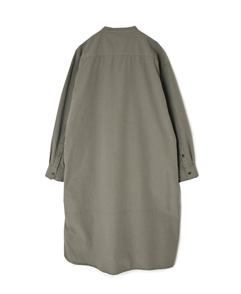 INAM2652PD 40s POPLIN OVERDYE UTILITY BANDED COLLAR LONG SHIRT