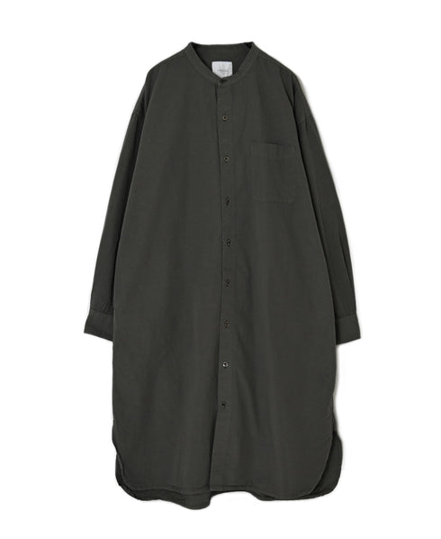INAM2652PD 40s POPLIN OVERDYE UTILITY BANDED COLLAR LONG SHIRT