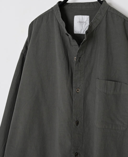 INAM2652PD 40s POPLIN OVERDYE UTILITY BANDED COLLAR LONG SHIRT