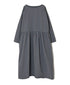 INAM2653PD 40s POPLIN OVERDYE BOAT NECK L/SL ONE-PIECE