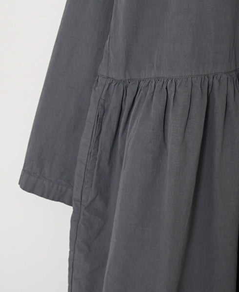 INAM2653PD 40s POPLIN OVERDYE BOAT NECK L/SL ONE-PIECE