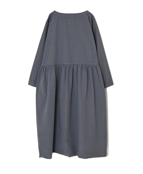 INAM2653PD 40s POPLIN OVERDYE BOAT NECK L/SL ONE-PIECE