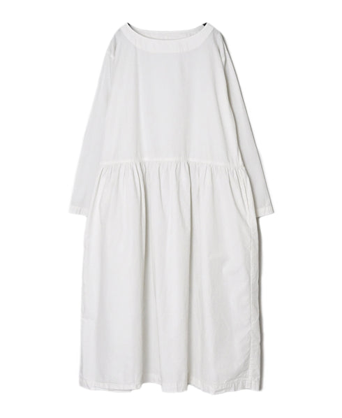 INAM2653PD 40s POPLIN OVERDYE BOAT NECK L/SL ONE-PIECE