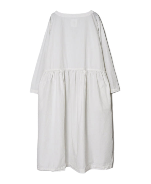 INAM2653PD 40s POPLIN OVERDYE BOAT NECK L/SL ONE-PIECE