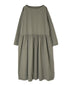 INAM2653PD 40s POPLIN OVERDYE BOAT NECK L/SL ONE-PIECE
