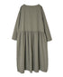 INAM2653PD 40s POPLIN OVERDYE BOAT NECK L/SL ONE-PIECE
