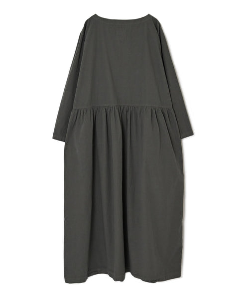 INAM2653PD 40s POPLIN OVERDYE BOAT NECK L/SL ONE-PIECE