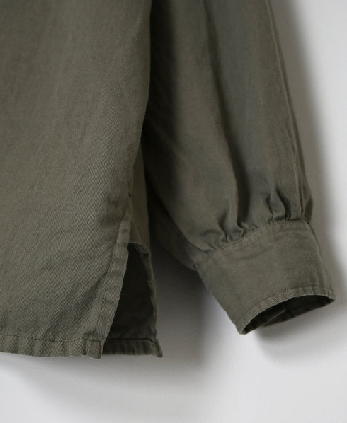 INAM2662TD 30s COTTON TWILL OVERDYE WORK GATHER BANDED SHIRT