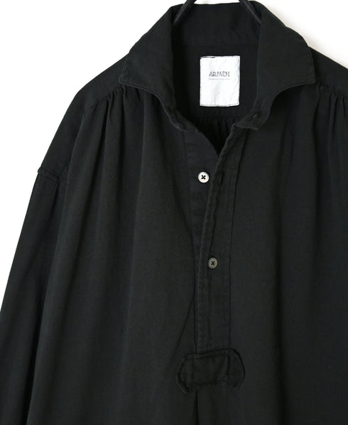 INAM2663TD 30s COTTON TWILL OVERDYE WORK GATHER LONG SHIRT