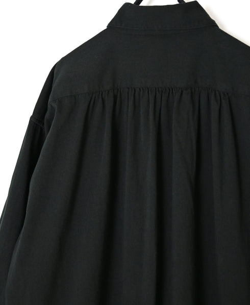 INAM2663TD 30s COTTON TWILL OVERDYE WORK GATHER LONG SHIRT