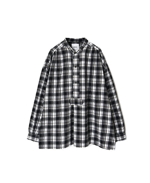 INAM2672 YARN DYED COTTON CHECK WORK GATHER SHIRT