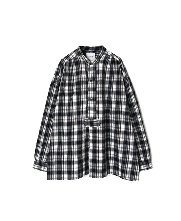 INAM2672 YARN DYED COTTON CHECK WORK GATHER SHIRT