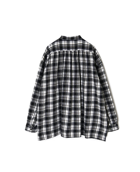 INAM2672 YARN DYED COTTON CHECK WORK GATHER SHIRT