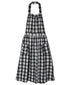 INAM2674 YARN DYED COTTON CHECK GATHERED APRON DRESS