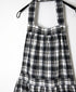 INAM2674 YARN DYED COTTON CHECK GATHERED APRON DRESS