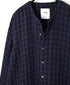 INAM2683DGD COTTON DOUBLE GAUZE CHECK OVERDYE CREW NECK CARDIGAN