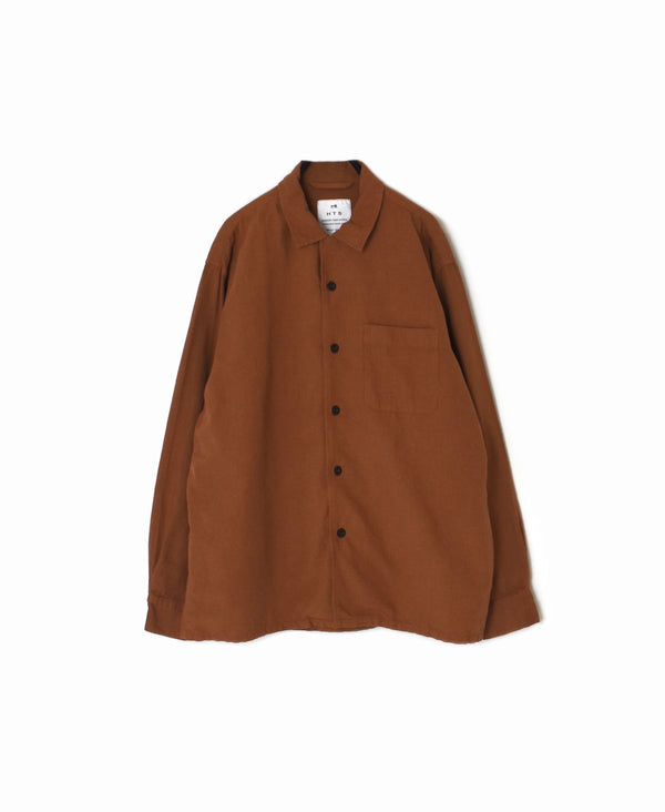 INHT2512CLD COTTON LINEN PLAIN OVERDYE ONE-UP COLLAR SHIRT