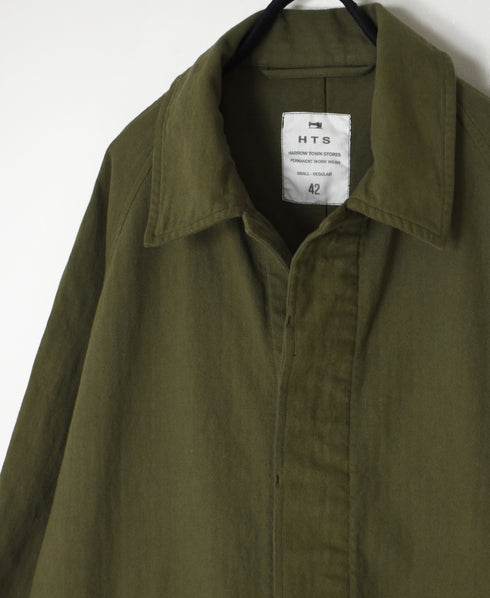 INHT2651D COTTON HERRINGBONE PLAIN OVERDYE BALMACAAN COAT