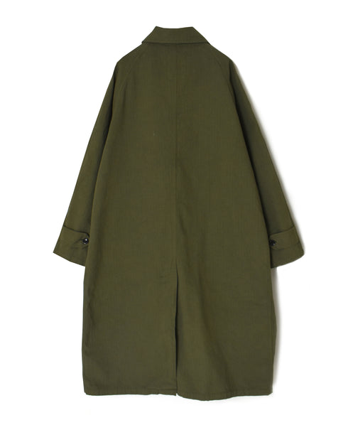 INHT2651D COTTON HERRINGBONE PLAIN OVERDYE BALMACAAN COAT
