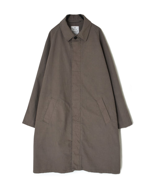 INHT2651D COTTON HERRINGBONE PLAIN OVERDYE BALMACAAN COAT