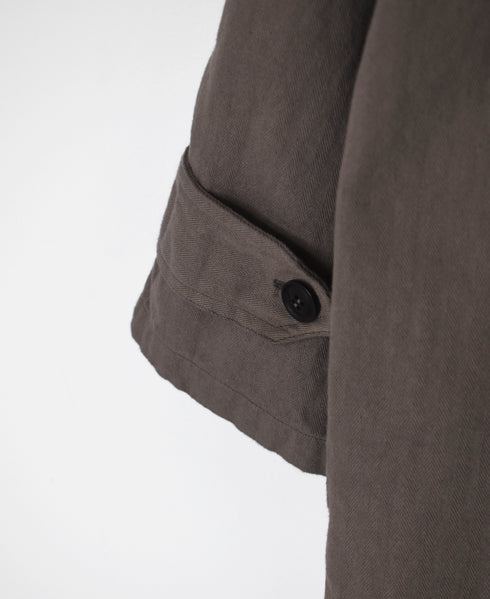 INHT2651D COTTON HERRINGBONE PLAIN OVERDYE BALMACAAN COAT