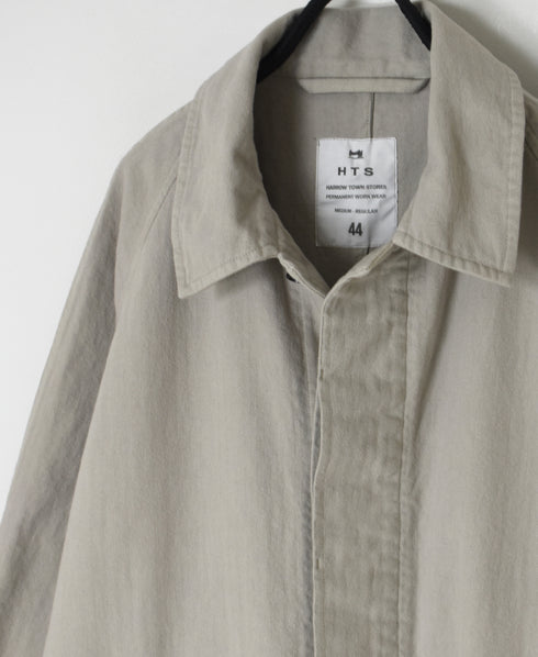 INHT2651D COTTON HERRINGBONE PLAIN OVERDYE BALMACAAN COAT