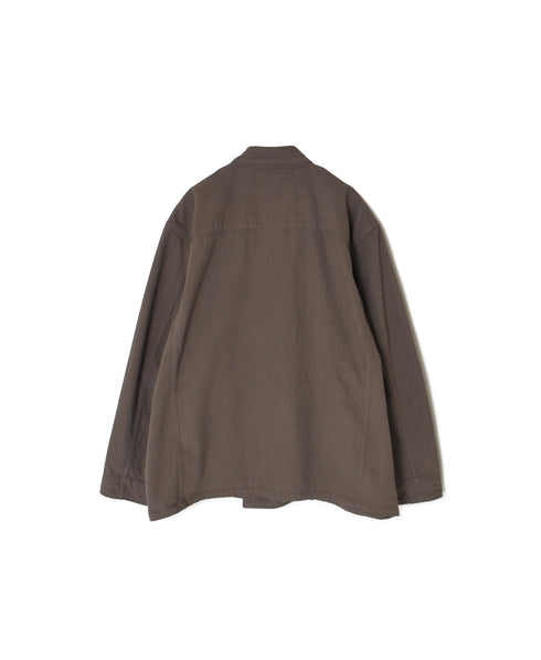INHT2652D COTTON HERRINGBONE PLAIN OVERDYE STAND COLLAR DOUBLE BREAST JACKET