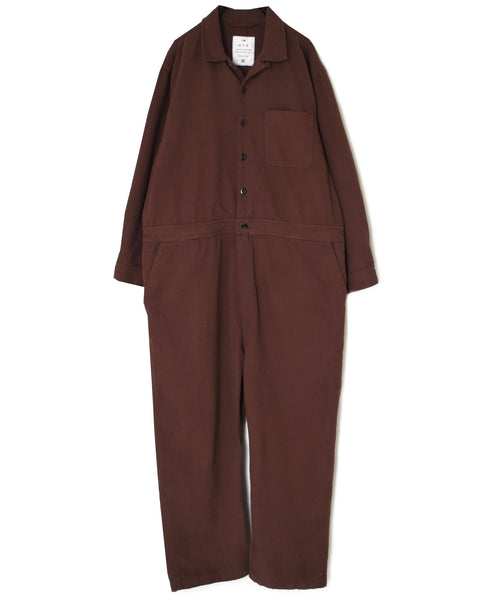 INHT2653D COTTON HERRINGBONE PLAIN OVERDYE ONE-UP COLLAR OVERALLS