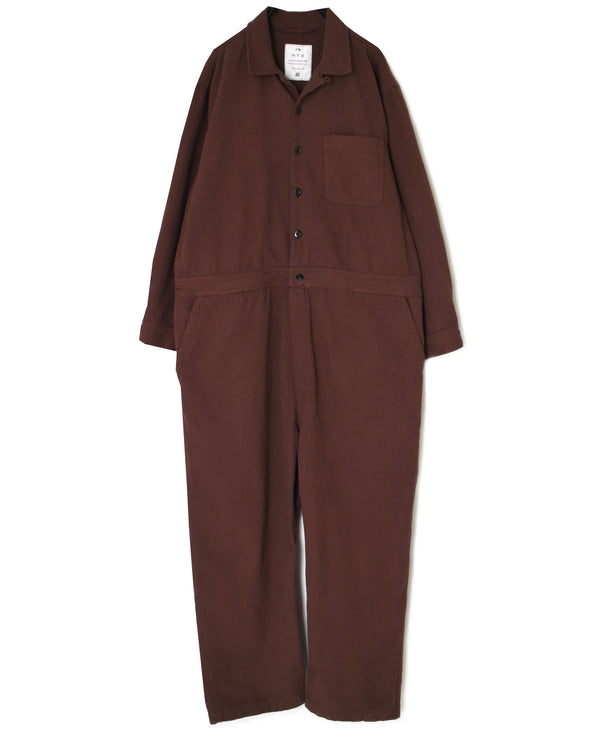 INHT2653D COTTON HERRINGBONE PLAIN OVERDYE ONE-UP COLLAR OVERALLS
