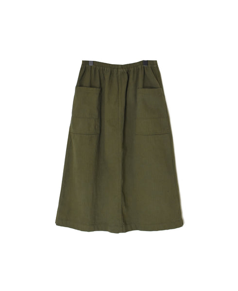 INHT2654D COTTON HERRINGBONE PLAIN OVERDYE EASY SKIRT