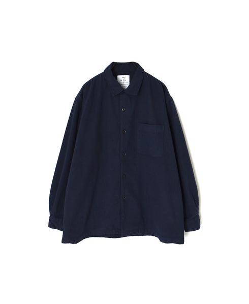 INHT2671D COTTON FLANNEL PLAIN OVERDYE ONE-UP COLLAR SHIRT