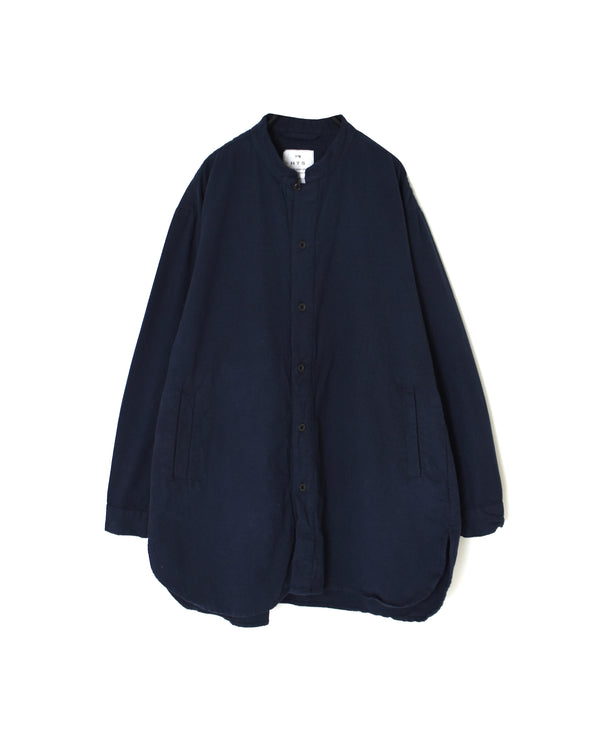 INHT2673D COTTON FLANNEL PLAIN OVERDYE STAND COLLAR SHIRT